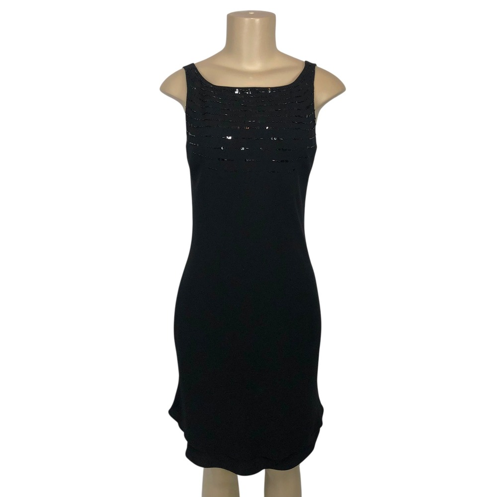 Vintage Jones New York Black Beaded 90s Y2K Party Dress Size 4 Formal Whimsigoth